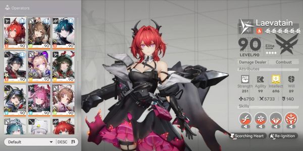 เอเชีย | เลเวล 60 | 7 ตัวลิมิเต็ด + 7 ตัว SIGN | Laevatain + Gilberta + Yvonne + Tang Tang + Zhuang Fangyi + Camille + Liino | Log Gryhpline | บัญชี F2p