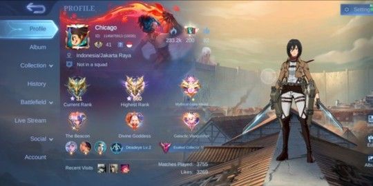 ALLKOS EX IMMORTAL 660, TOP 6 GLOBAL VEXANA, 8 LEGEND FREYA, GUSION, LAYLA, SABER, ALUCARD, MIYA, FRANCO, LUNOX, MIKASA SKIN ETC