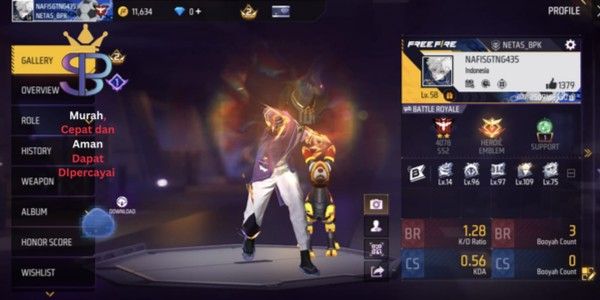FF Account Many Skins GG Cheap With SG 152
