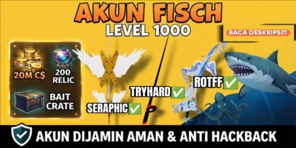 FISCH ACCOUNT [ROD OF THE DEPHTS] [TRIDENT] [HEAVEN'S ROD] [DESTINY ROD] [PHOENIX ROD] LVL 100++ CS 1M-2M