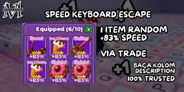 ITEM RANDOM 83% BONUS SPEED VIA TRADE | +1 SPEED Keyboard Escape