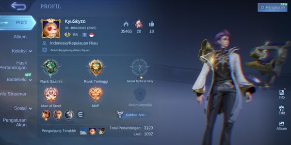HERO 120 SKIN 219 EMBLEM ALL MAX COLLECTOR NATALIA KOF KARINA P.ACE FANNY MYSTIC LESLEY EPIC BALMOND URANUS CHANGE ROGER VALIR KIMMY FREYA ETC