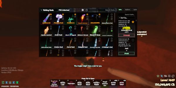 Fisch Account Level 1265 & Anime Expeditions – As Shown in Photos and Description
