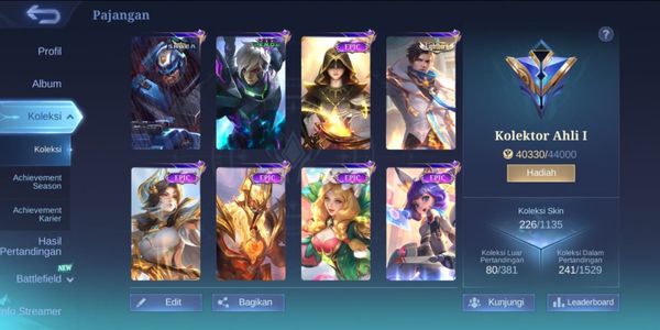 MOBILE LEGENDS ACCOUNT | EXPERT COLLECTOR | MANY EPIC SKINS #3