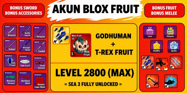 Blox Fruit Account (Max Level) – Godhuman + T-Rex