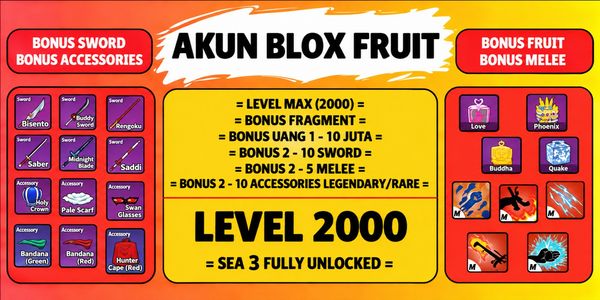 Blox Fruit hesabı (Seviye 2000) - GG özellikler