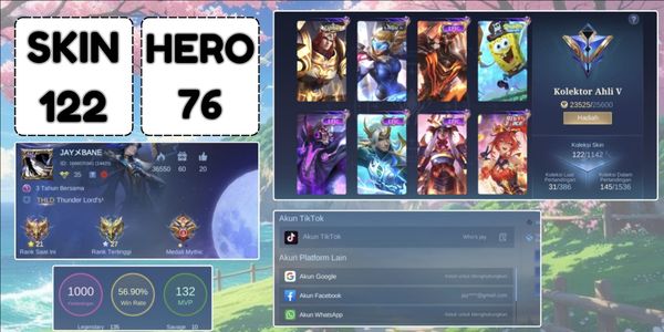 COLECCIONISTA EXPERTO 5 MOSKOV ÉPICO, YSS ÉPICO, FREYA SABER, FANNY PACE 76 HÉROES 122 SKINS