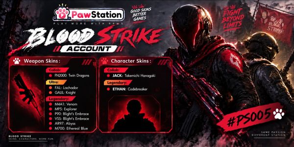 บัญชี Blood Strike | เอเชีย | เลเวล 6 | สกินอาวุธ 9 แบบ & สกินตัวละคร 2 แบบ | #PS005