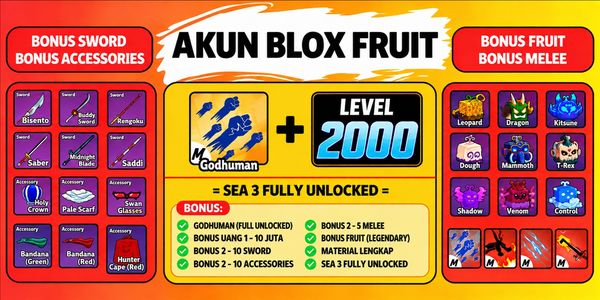 Blox Fruits hesabı (Seviye 2000) - Godhuman