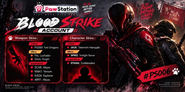 บัญชี Blood Strike | เอเชีย | เลเวล 6 | สกินอาวุธ 7 ชิ้น & สกินตัวละคร 3 ชิ้น | #PS006