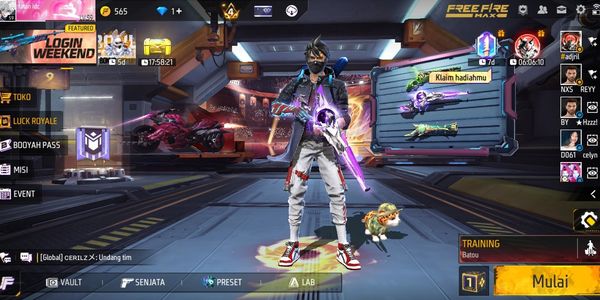 Free Fire account SG 3 skins || Evo maxed || trumpet || moss ||