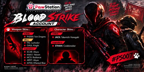 บัญชี Blood Strike | เอเชีย | เลเวล 7 | สกินอาวุธ 8 ชิ้น & สกินตัวละคร 2 ชิ้น | #PS007