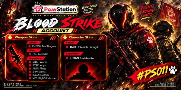 บัญชี Blood Strike | เอเชีย | เลเวล 8 | สกินอาวุธ 8 ชิ้น & สกินตัวละคร 2 ชิ้น | #PS011