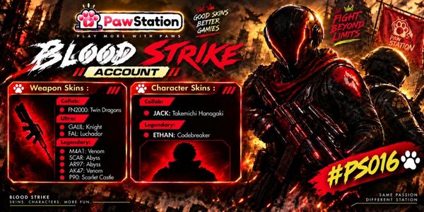 บัญชี Blood Strike | เอเชีย | เลเวล 9 | สกินอาวุธ 8 ชิ้น & สกินตัวละคร 2 ชิ้น | #PS016