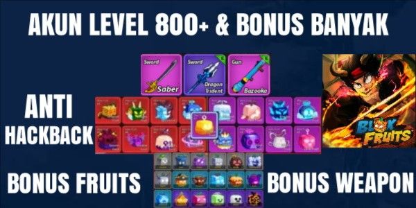 Compte Blox Fruits niveau 800+ avec beaucoup de bonus