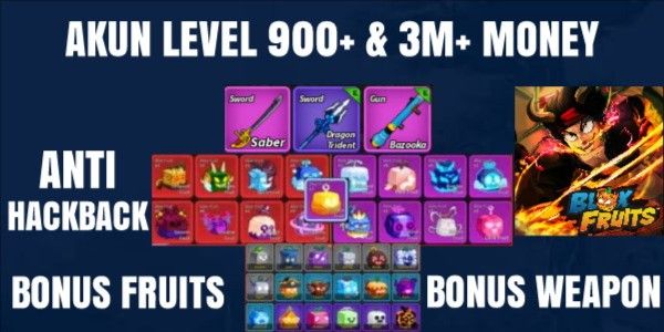 Compte Blox Fruits Niveau 900+ 3m Argent Bonus Beaucoup