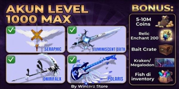 FISCH ACCOUNT [ROD OF THE DEPHTS] [TRIDENT] [HEAVEN'S ROD] [DESTINY ROD] [PHOENIX ROD] LVL 100++ CS 1M-2M