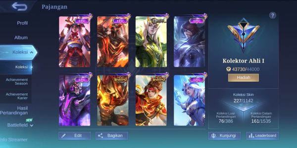 #002 MOBILE LEGEND ACCOUNT | EXPERT COLLECTOR | COOL SKIN
