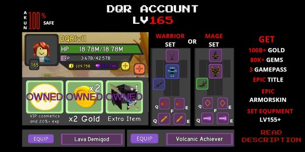 DQR ACCOUNT LV 165 [ UNLOCK 3 GP ]