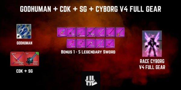Account Blox Fruit Godhuman + CDK + SG + Razza Cyborg V4 Equipaggiamento Completo