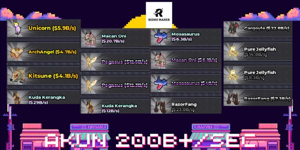 ACCOUNT 200B+/S (209B/S) | SPEED 35.5B | DIVINE PET UNICORN, KITSUNE, AND ARCHANGEL & ETERNAL PET
