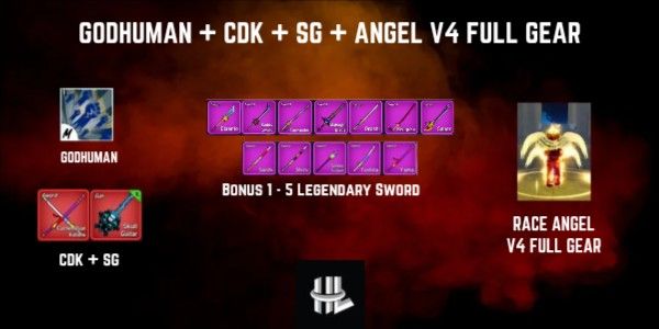Account Blox Fruits Godhuman + CDK + SG + Razza Angel V4 Equipaggiamento Completo
