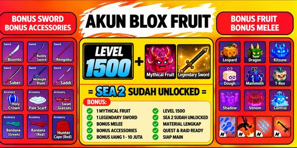 Account Blox Fruits (Livello 1500) - Frutto Mitico + Spada Leggendaria
