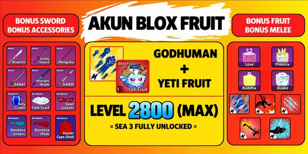 Akun Blox Fruit (Level Max) – Godhuman + Yeti