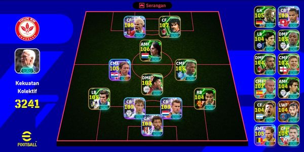 COMPTE eFootball Mobile GG PRÊT À L'EMPLOI BEAUCOUP DE CARTES TIER S + 5 MANAGERS + AUTRES CARTES GG | PUISSANCE D'ÉQUIPE 3241 + 224 JOUEURS SANS BASE