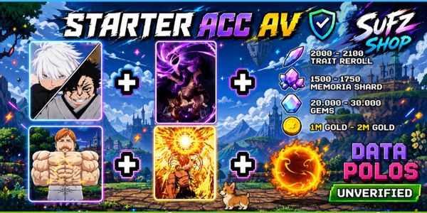 Anime Vanguards Starter Account 2.1k+ RR + 1.7k+ Memoria Shard + Gojo Vs Sukuna Set + Escanor Set | AV Anime Vanguards