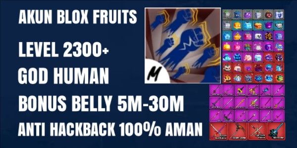 Blox Fruits अकाउंट God Human लेवल 2300+ 5M-30M मनी बोनस बहुत सारा