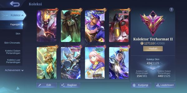 Mobile Legends Account GG - Abundant Skins - Max Emblem