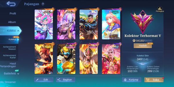 حساب ML رخيص Exalted Collector، سكن Aspirants Vexana، Change، Sanrio Claude، Clouds Kagura، Sparkle Fredrinn، Luckybox Johnson وغيرها