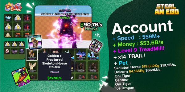 [BONUS !] COMPTE SKELETON HORSE 19B/s | Tapis de course Niveau 9 | Vitesse 500M+ | Argent 53,6B/s