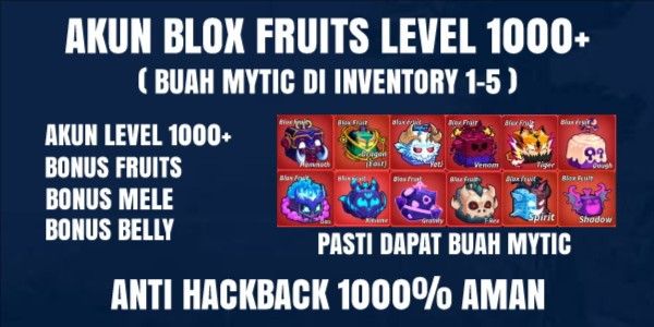 Blox Fruits अकाउंट लेवल 1000+ पक्का मिलेगा Mythical फल अभी तक नहीं खाया गया