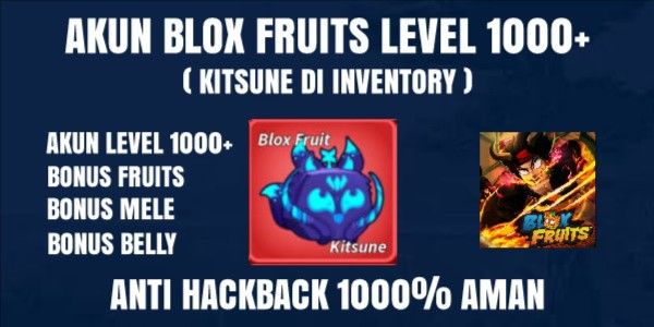 Blox Fruits अकाउंट लेवल 1000+ किट्सुने फल अभी नहीं खाया गया है