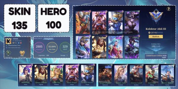EXPERT COLLECTOR 3 KUFRA COLLECTOR, FREYA EPIC, KIMMY DRAGON TAMMER, TIGREAL LIGHTBORN 100 HERO 135 SKIN