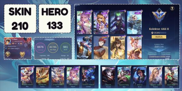 COLECCIONISTA EXPERTO 2 CLAUDE MSC, KAGURA ÉPICO, CANGE ÉPICO, GATOT ÉPICO 133 HÉROES 210 SKINS