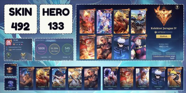 MEGA COLECCIONISTA 4 LAYLA LEGEND, VALIR LEGEND, PAQUITO KOF, XAVIER JUJUTSU, 133 HÉROES 492 SKINS