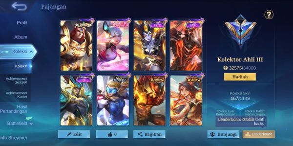 #004 MOBILE LEGEND ACCOUNT | EXPERT COLLECTOR | COOL SKINS