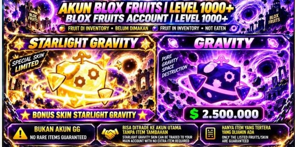 Akun Blox Fruits Gravity Fruits in Inventory