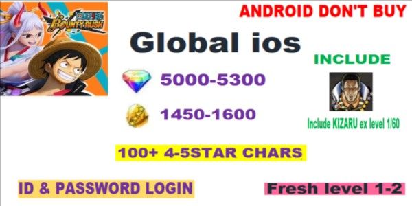 Gacha Account One Piece Bounty Rush iOS Global