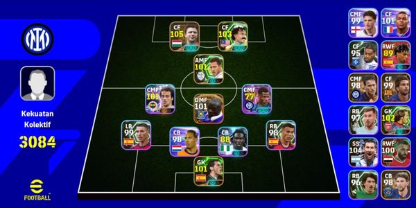 Oynamaya hazır eFootball hesabı—uygun fiyatlı ve garantili—görseldeki oyuncularla birlikte (Puskás, Makélélé, Dumfries, Benjamin).
