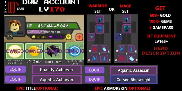 DQR ACCOUNT | LV 170 | UNLOCK 4 GP | FULL SET EQUIP