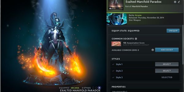 Exalted Manifold Paradox (Arcana Phantom Assassin) level 3 FULLY UNLOCKED