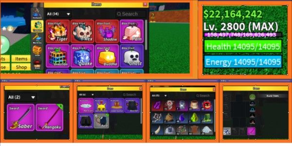 AKUN LEVEL MAX TIGER FRUIT DI INVENTORY + BONUS - BLOX FRUITS