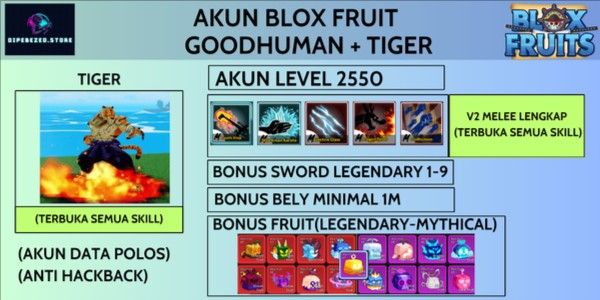 Blox Fruit Account TIGER [All Skills Unlocked]